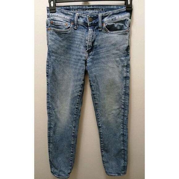 American Eagle Jeans Mens 26x28 Blue AirFlex+ Athletic Skinny Distressed Stretch - Picture 1 of 16